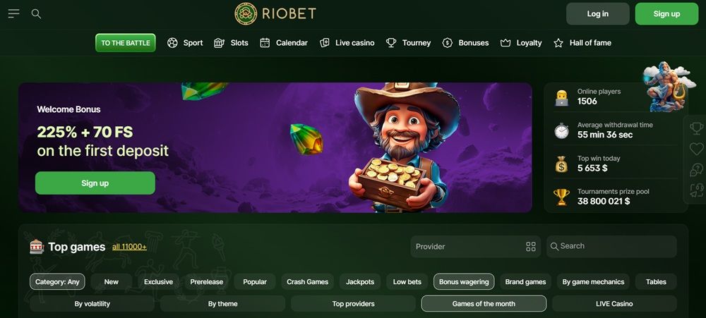 Riobet casino homepage