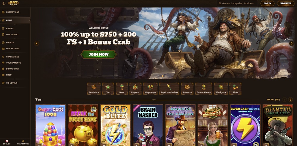 FatPirate casino homepage